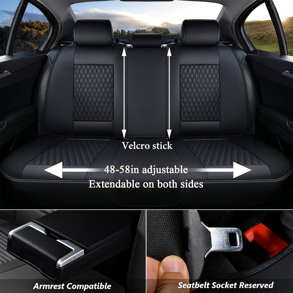 Coverado Front and Rear Car Seat Covers Universal Fit Premium Leather Water Resistant Driver Passenger Auto Seat Protectors Interior Covers