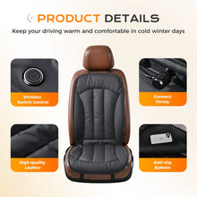 Load image into Gallery viewer, Coverado Heated Seat Cushion 3-Level Faux Leather Car Seat Covers Pad Warm Seat Heater for Driver Seat Universal Fit for Cold Winter