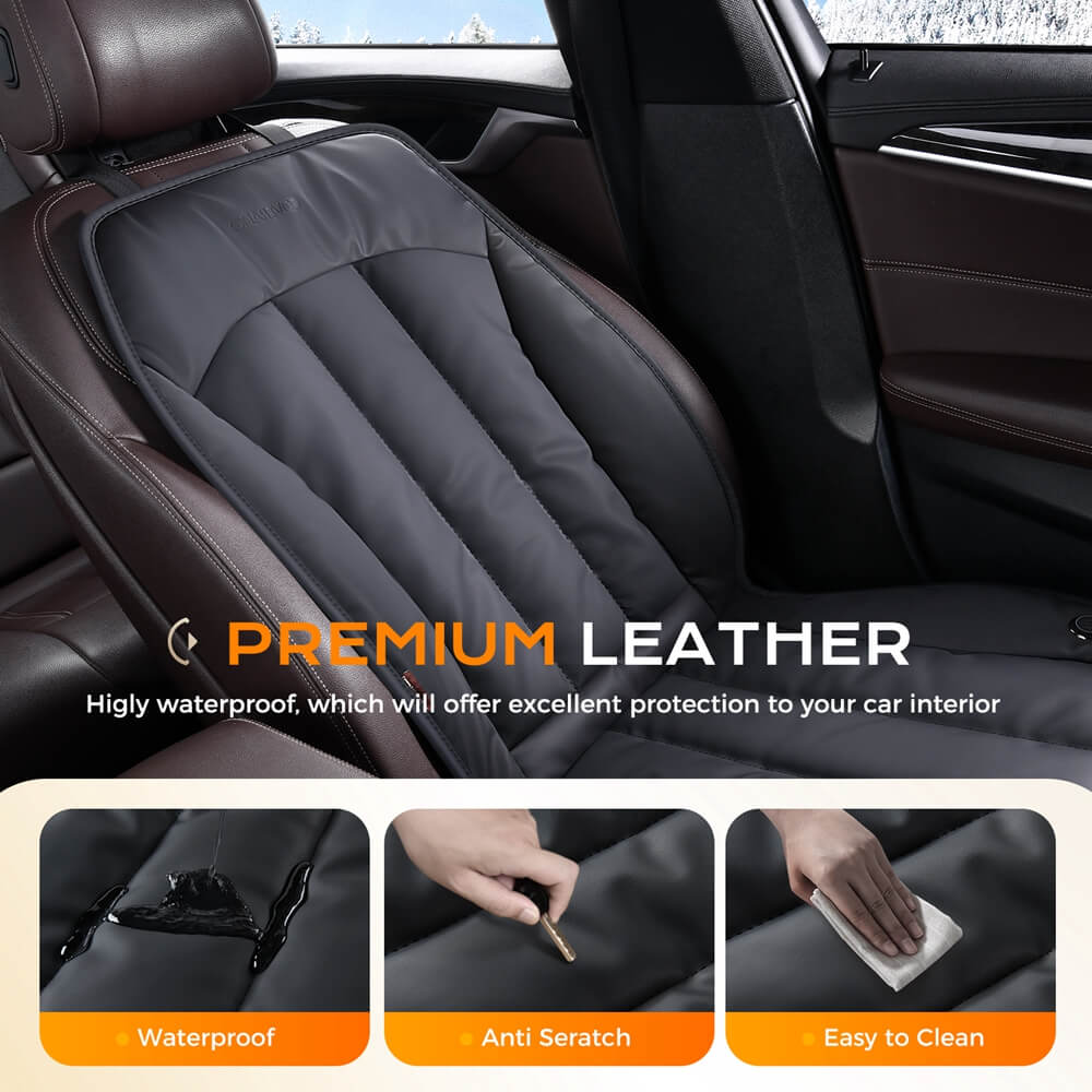 Coverado Heated Seat Cushion 3-Level Faux Leather Car Seat Covers Pad Warm Seat Heater for Driver Seat Universal Fit for Cold Winter
