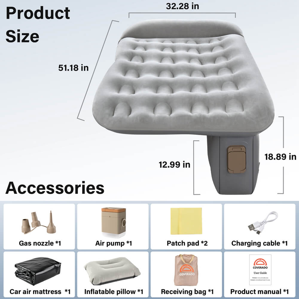 50% OFF🔥🔥 Coverado Air Mattress for Car Back Seat SUV Trunk Camping Sleeping Bed Air Mattress Universal Fit