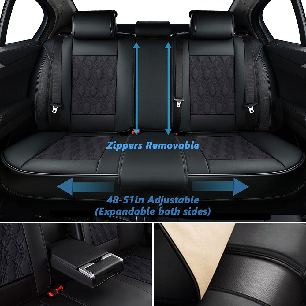 Otwoo 5-9 Seats Linen Car Seat Cover Protector Flax Front Rear Seat Back Cushion  Pad Mat With Backrest For Interior Truck Suv Van