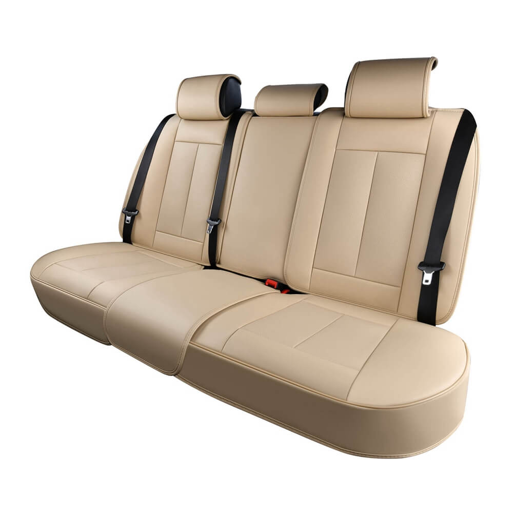 Coverado Rear Seat Covers Faux Leather Back Seat Protectors Velcro-Adjusted Universal Fit