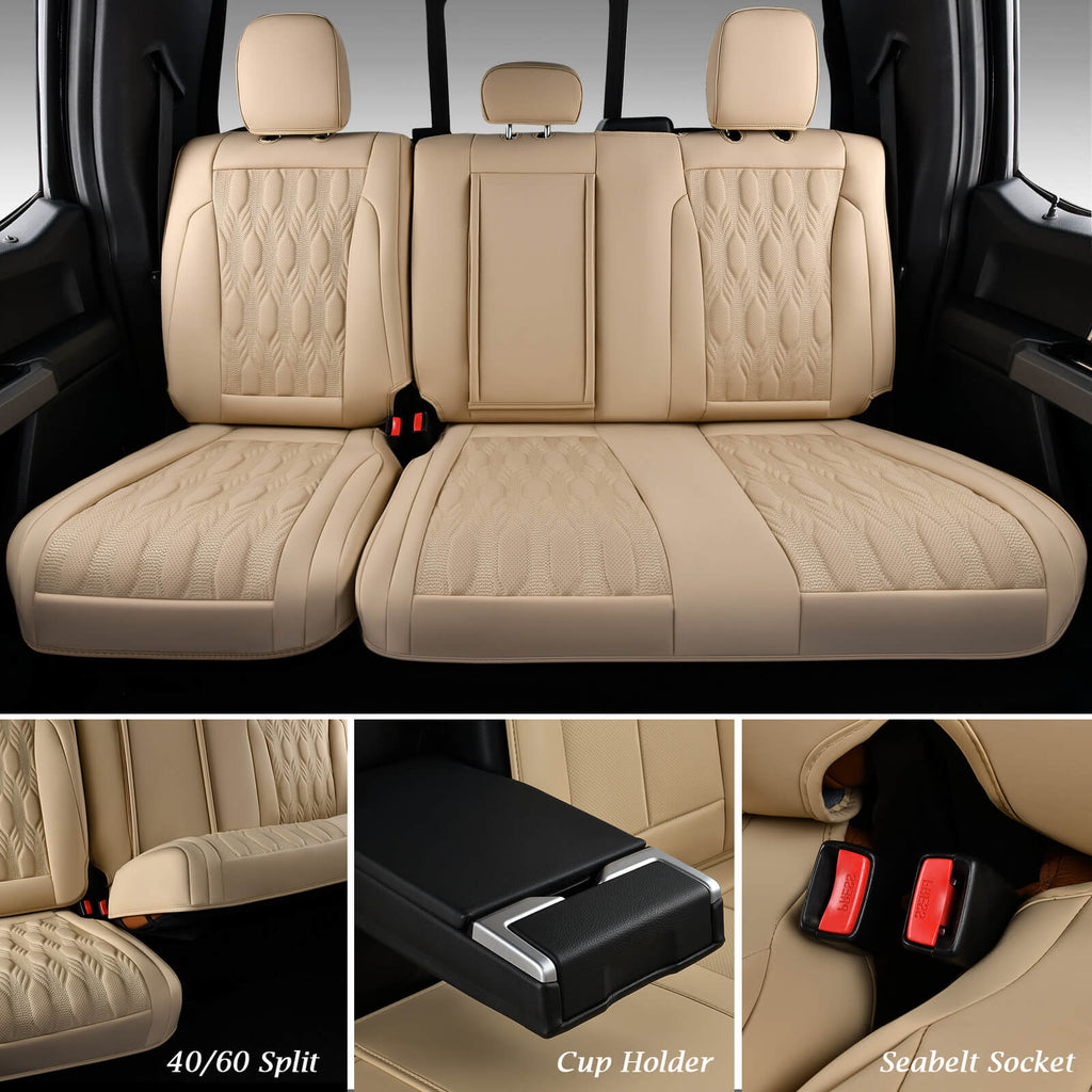 50% OFF🔥🔥 2015-2023 F150, 2017-2023 F250 F350 Crew Cab Coverado Custom Seat Covers Waterproof Leather Front and Back Full Set