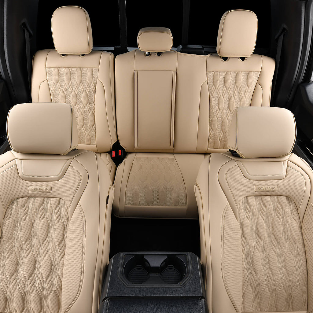 50% OFF🔥🔥 2015-2023 F150, 2017-2023 F250 F350 Crew Cab Coverado Custom Seat Covers Waterproof Leather Front and Back Full Set