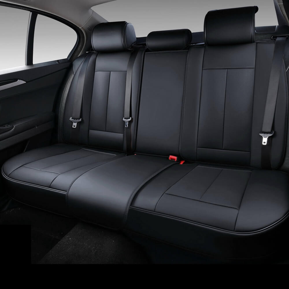 Coverado Rear Seat Covers Faux Leather Back Seat Protectors Velcro-Adjusted Universal Fit