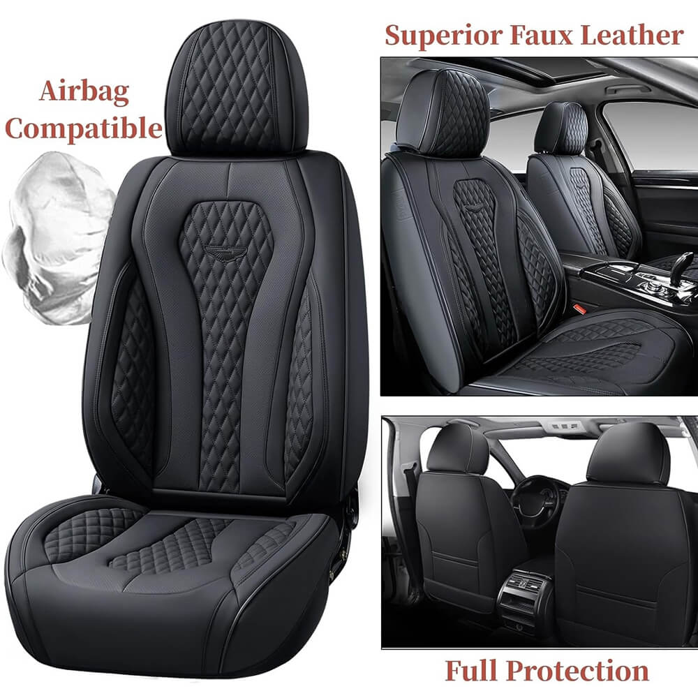 2 Seats Coverado Front Driver Passenger Premium Leather Front Car Seat Covers Water Resistant Luxury Auto Seat Protectors Universal Fit