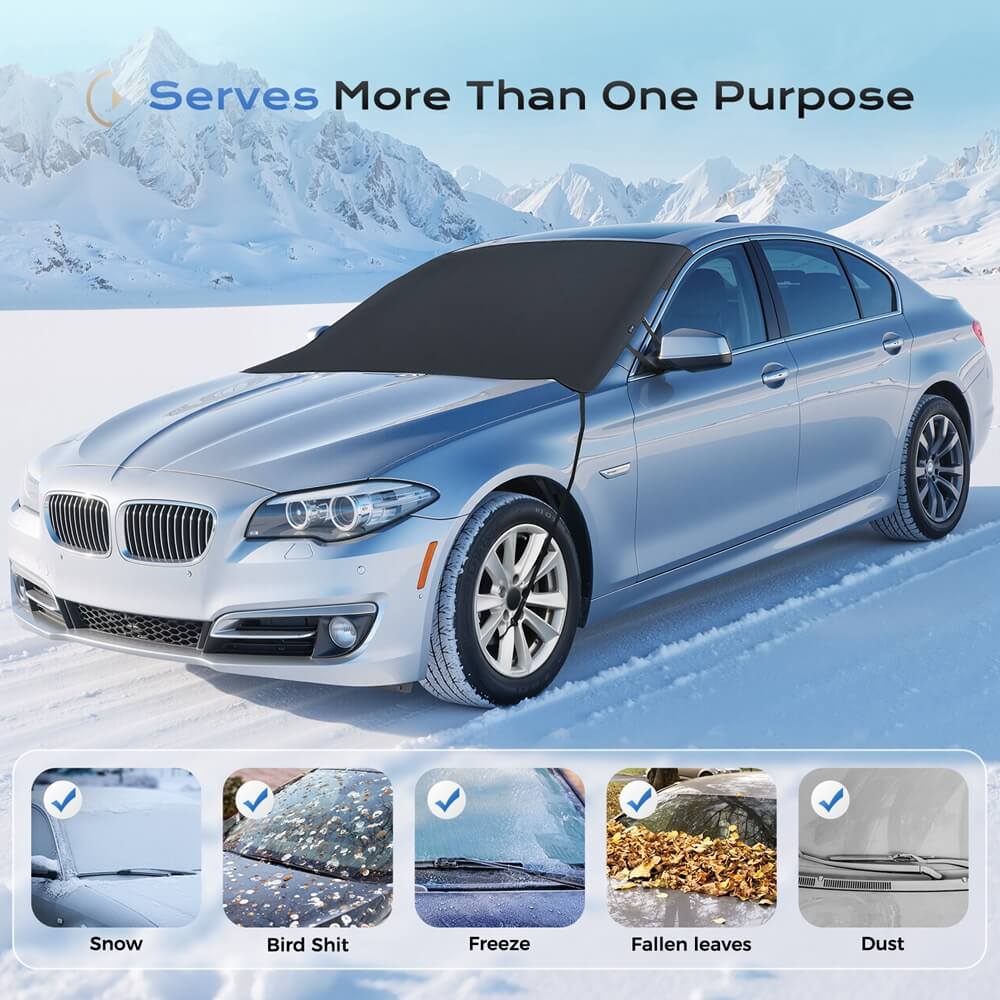 Coverado Car Windshield Snow Ice Cover 600D Oxford Fabric with 5 Layers Protection Heavy Duty Used for Snow Protection Rain and Sun Fit Most SUVs Sedans