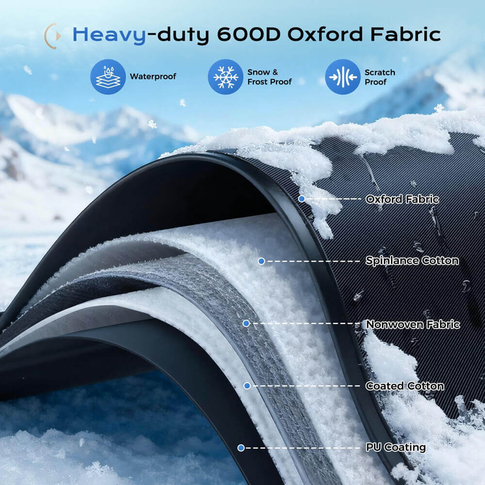 Coverado Car Windshield Snow Ice Cover 600D Oxford Fabric with 5 Layers Protection Heavy Duty Used for Snow Protection Rain and Sun Fit Most SUVs Sedans