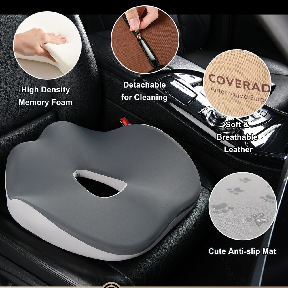 Foam Seat Cushion with Lumbar Support — Ergonomic Design | Coverado