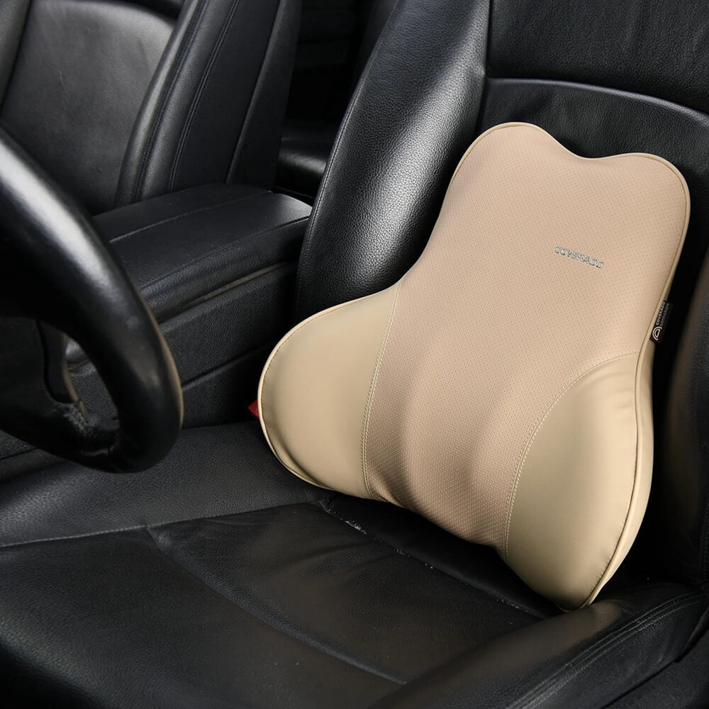 50% OFF🔥🔥 Coverado Leather Lumbar Back Support Pillow for Cars, Office Chair, Sofa with Detachable Memory Foam Car Back Support Lower Back Pain