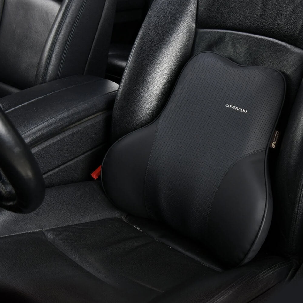 50% OFF🔥🔥 Coverado Leather Lumbar Back Support Pillow for Cars, Office Chair, Sofa with Detachable Memory Foam Car Back Support Lower Back Pain