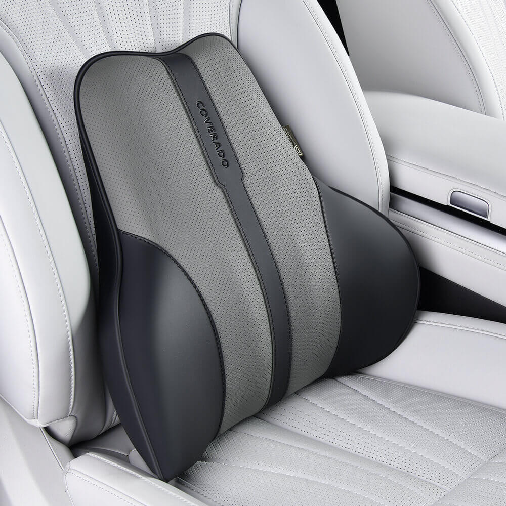 50% OFF🔥🔥 Coverado Car Back Support Pillow Leather Lumbar Support for Car Office Chair Sofa with Detachable Memory Foam