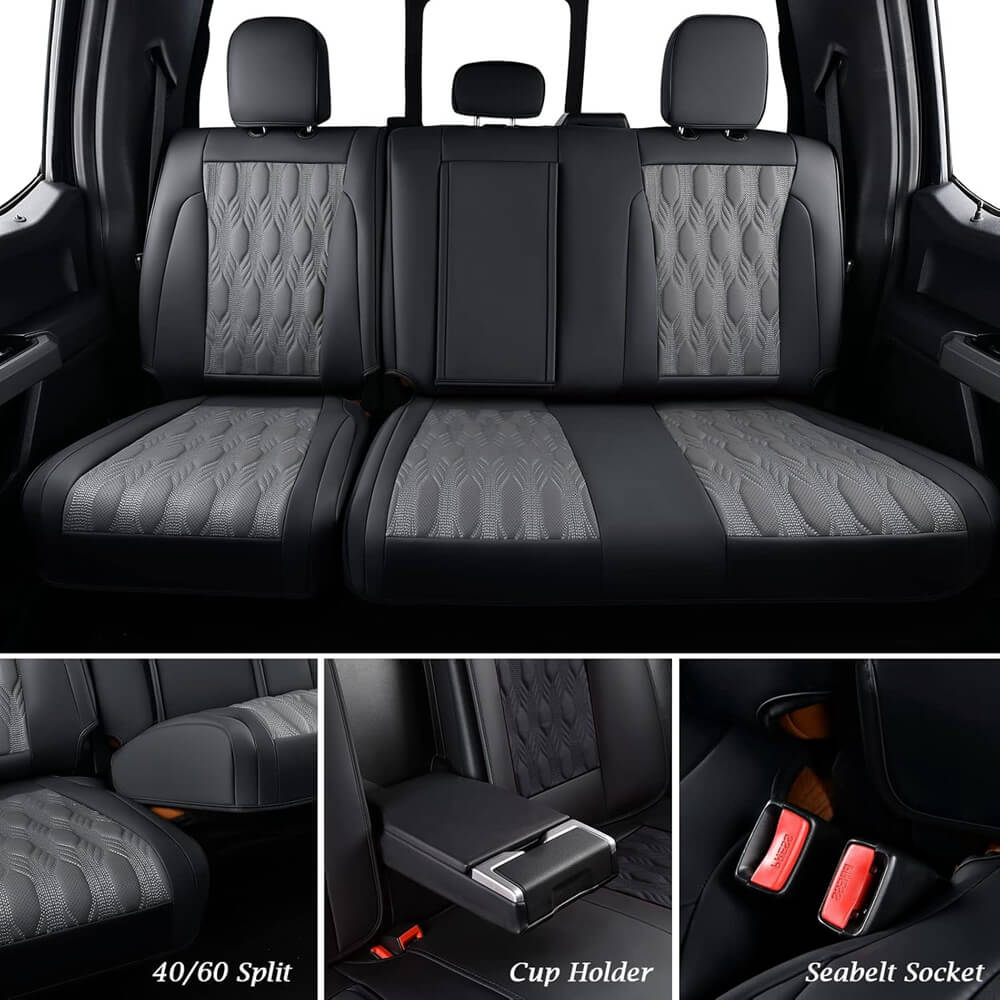 50% OFF🔥🔥 2015-2023 F150, 2017-2023 F250 F350 Crew Cab Coverado Custom Seat Covers Waterproof Leather Front and Back Full Set