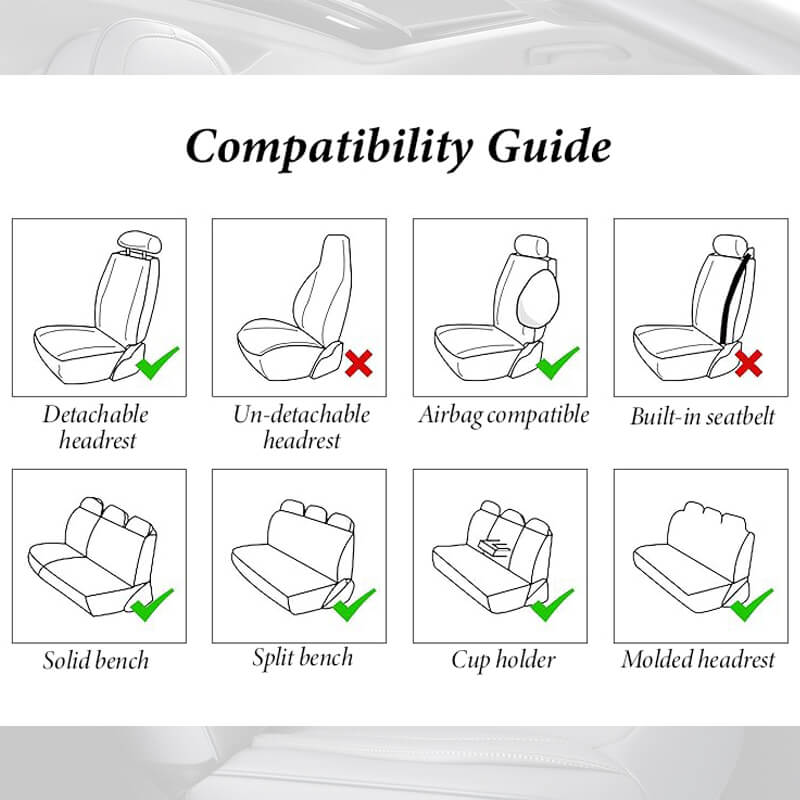 2 Seats Coverado Fabric&Leather Front Seat Covers Driver and Passenger Seat Protector Universal Fit