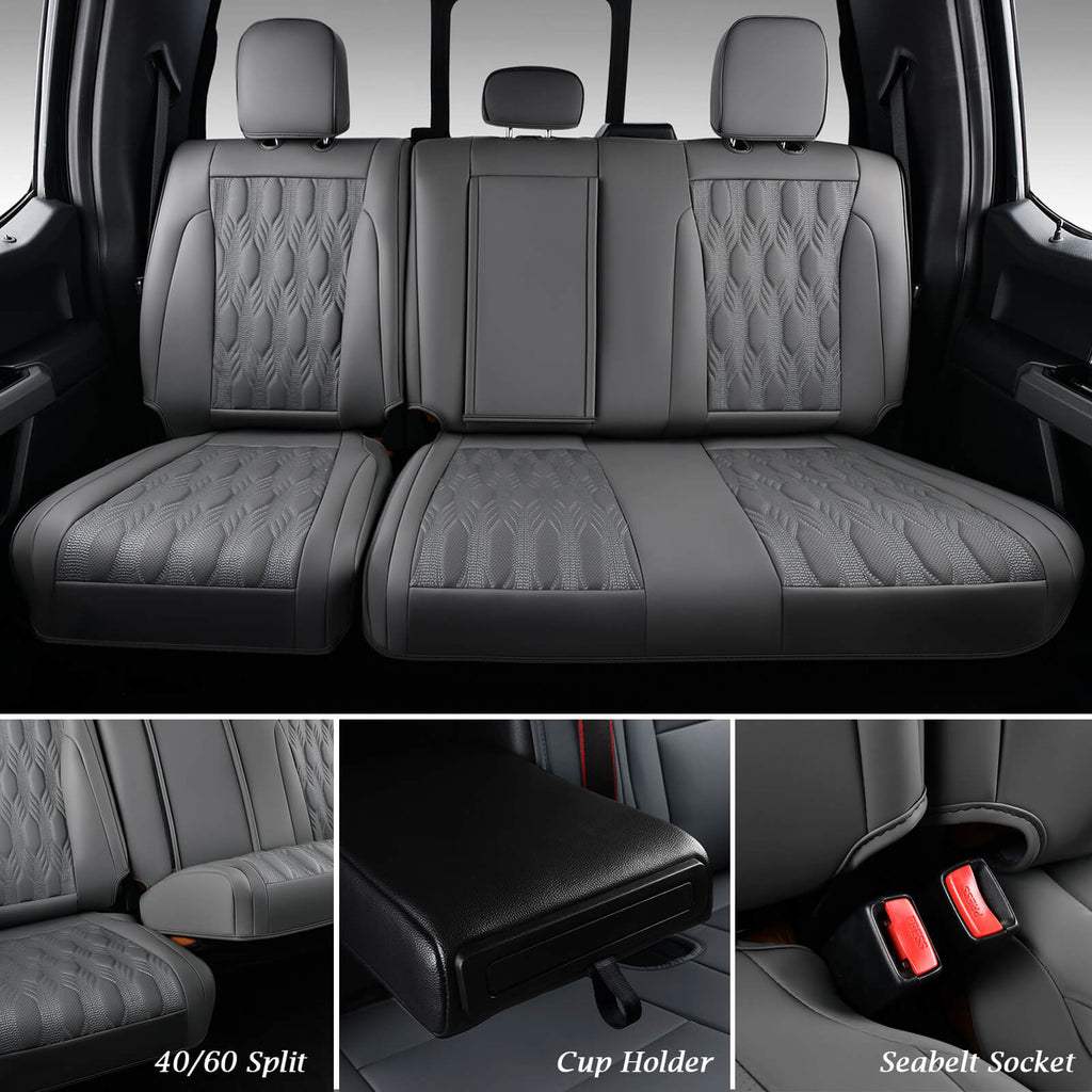 50% OFF🔥🔥 2015-2023 F150, 2017-2023 F250 F350 Crew Cab Coverado Custom Seat Covers Waterproof Leather Front and Back Full Set