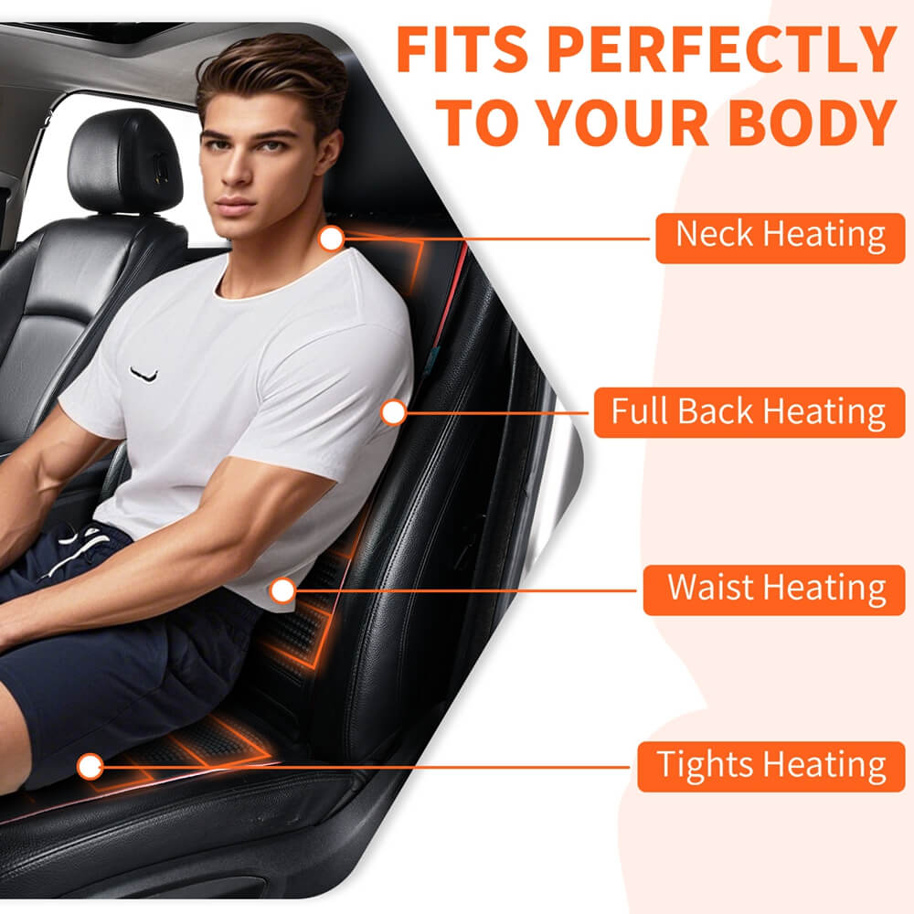 Heated Car Seat Cushion Warmer Seat Heater Universal Fast Heating Pads Driver Passenger for Cold Winter Days Fit all Vehicles
