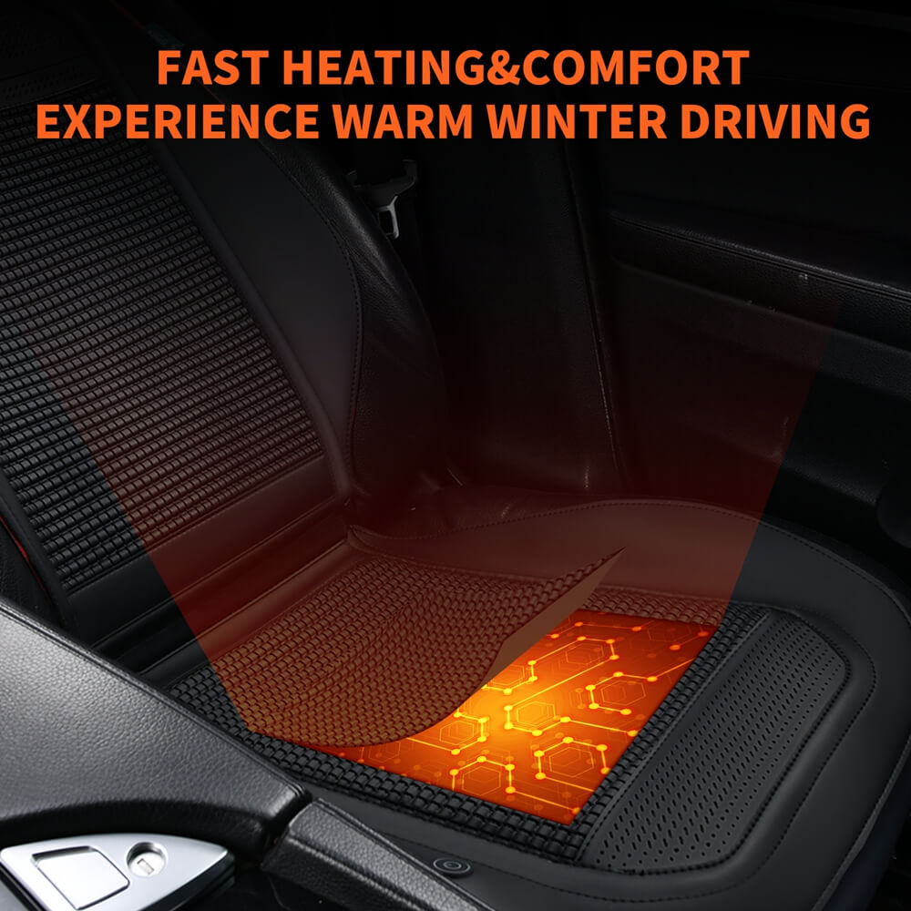 Heated Car Seat Cushion Warmer Seat Heater Universal Fast Heating Pads Driver Passenger for Cold Winter Days Fit all Vehicles