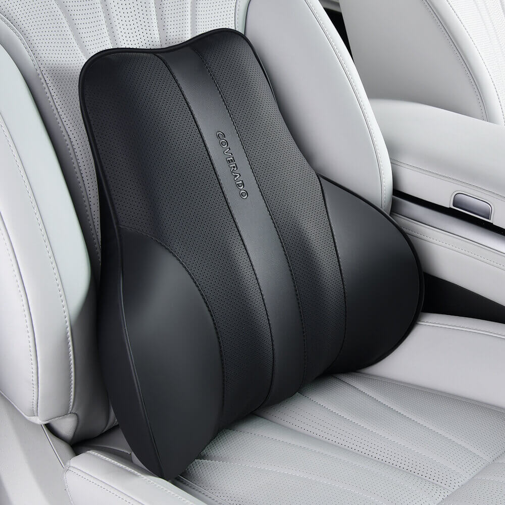 50% OFF🔥🔥 Coverado Car Back Support Pillow Leather Lumbar Support for Car Office Chair Sofa with Detachable Memory Foam
