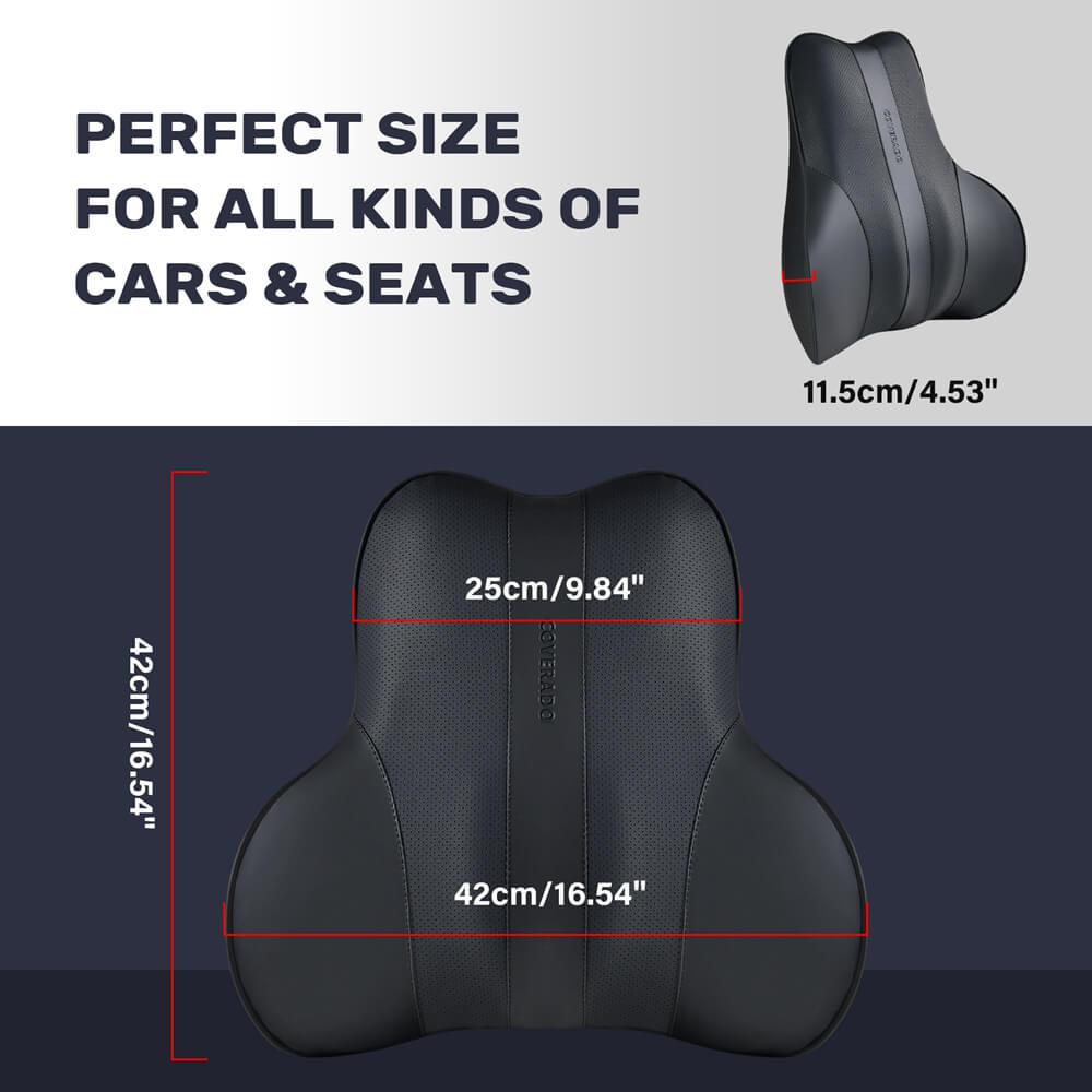 50% OFF🔥🔥 Coverado Car Back Support Pillow Leather Lumbar Support for Car Office Chair Sofa with Detachable Memory Foam