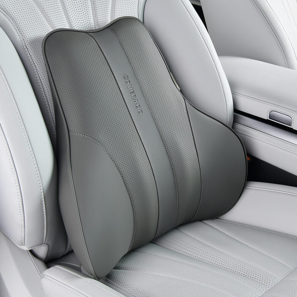 50% OFF🔥🔥 Coverado Car Back Support Pillow Leather Lumbar Support for Car Office Chair Sofa with Detachable Memory Foam