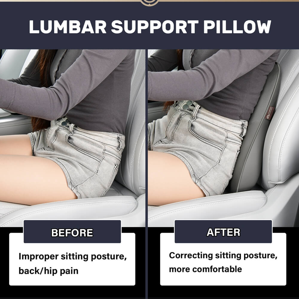 50% OFF🔥🔥 Coverado Car Back Support Pillow Leather Lumbar Support for Car Office Chair Sofa with Detachable Memory Foam
