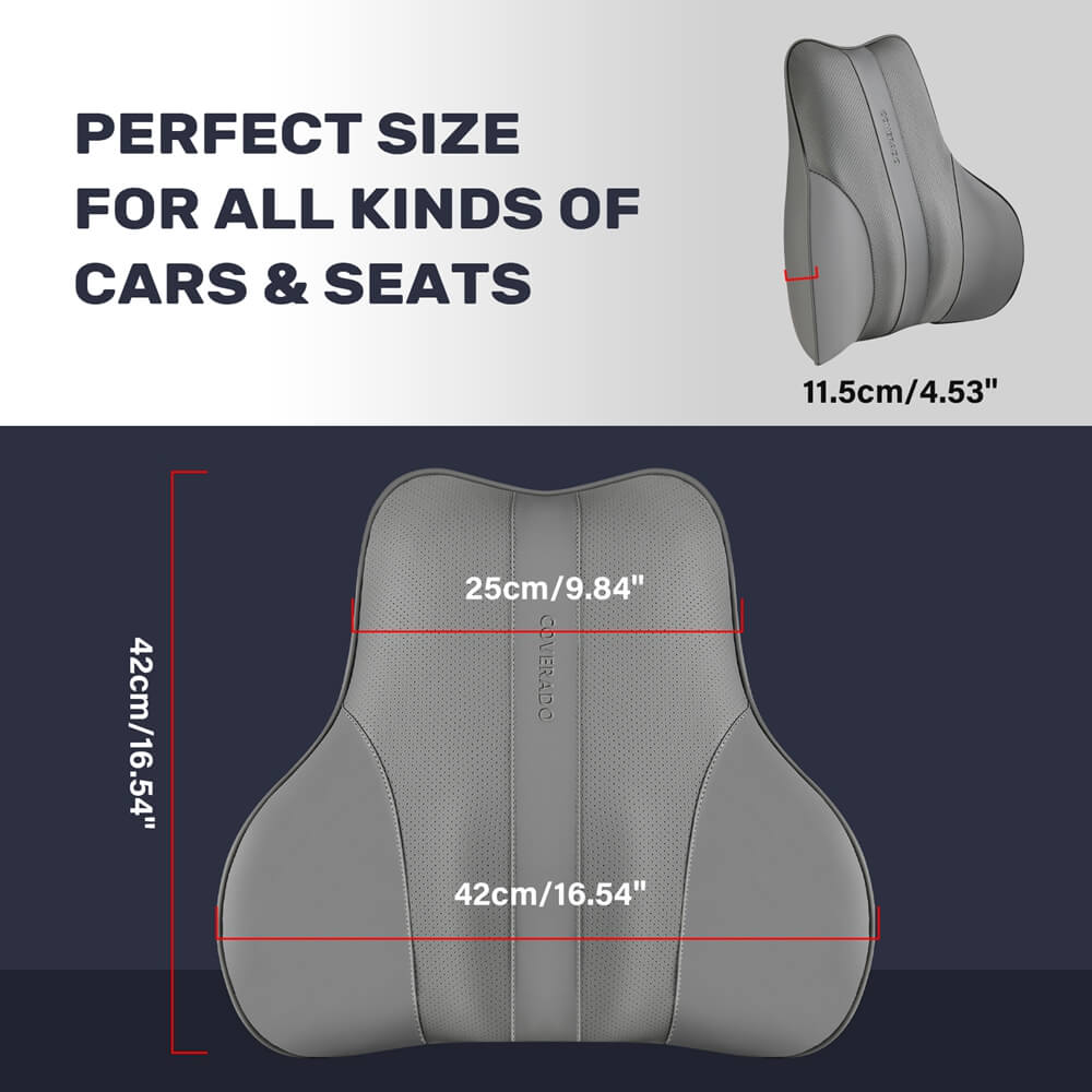 50% OFF🔥🔥 Coverado Car Back Support Pillow Leather Lumbar Support for Car Office Chair Sofa with Detachable Memory Foam