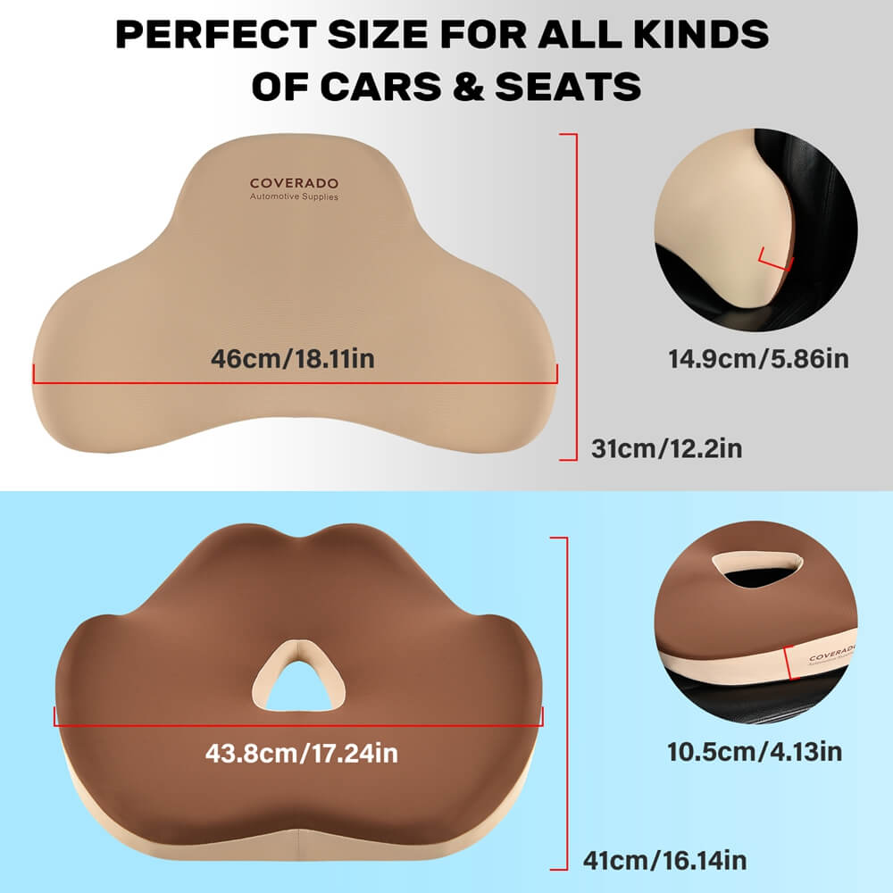 50% OFF🔥🔥 Coverado Foam Seat Cushion / Lumbar Support Pillow for Car, Office Chair, Sofa