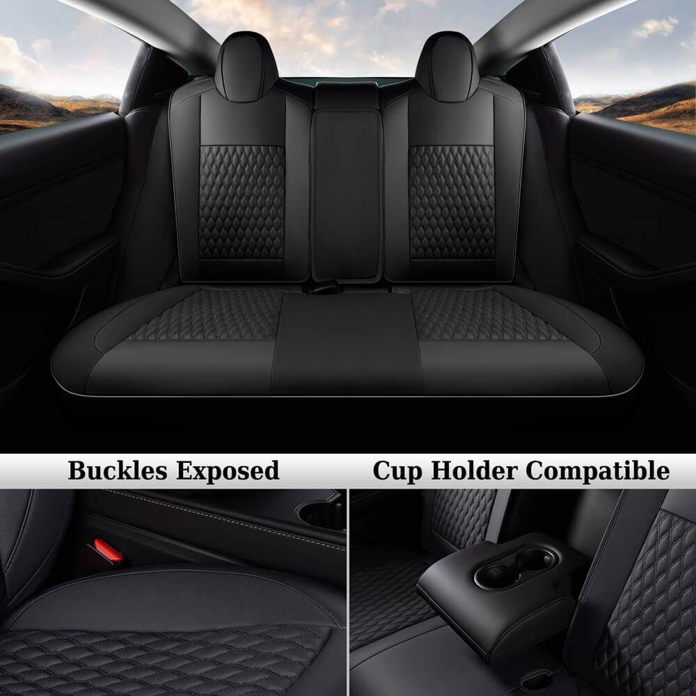 50% OFF🔥🔥 Fit 2017-2023 Tesla Model 3 Coverado Custom Car Seat Covers Premium Leather Front and Back Auto Seat Protectors