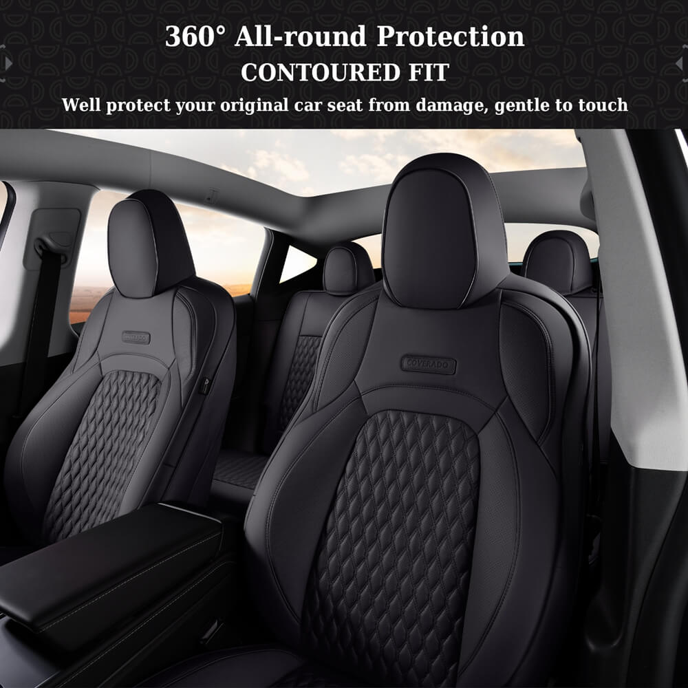 50% OFF🔥🔥 Fit 2017-2023 Tesla Model 3 Coverado Custom Car Seat Covers Premium Leather Front and Back Auto Seat Protectors