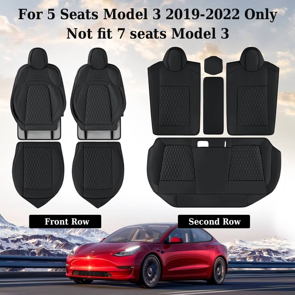 50% OFF🔥🔥 Fit 2017-2023 Tesla Model 3 Coverado Custom Car Seat Covers Premium Leather Front and Back Auto Seat Protectors