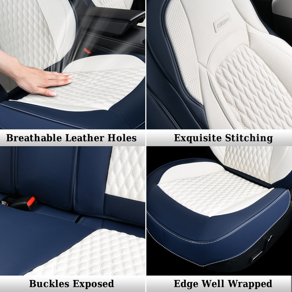 50% OFF🔥🔥 Fit 2017-2023 Tesla Model 3 Coverado Custom Car Seat Covers Premium Leather Front and Back Auto Seat Protectors