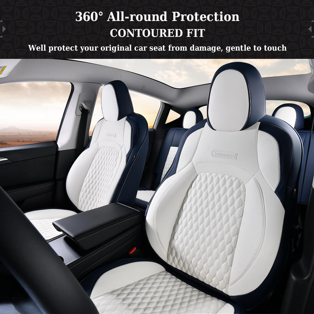 50% OFF🔥🔥 Fit 2017-2023 Tesla Model 3 Coverado Custom Car Seat Covers Premium Leather Front and Back Auto Seat Protectors