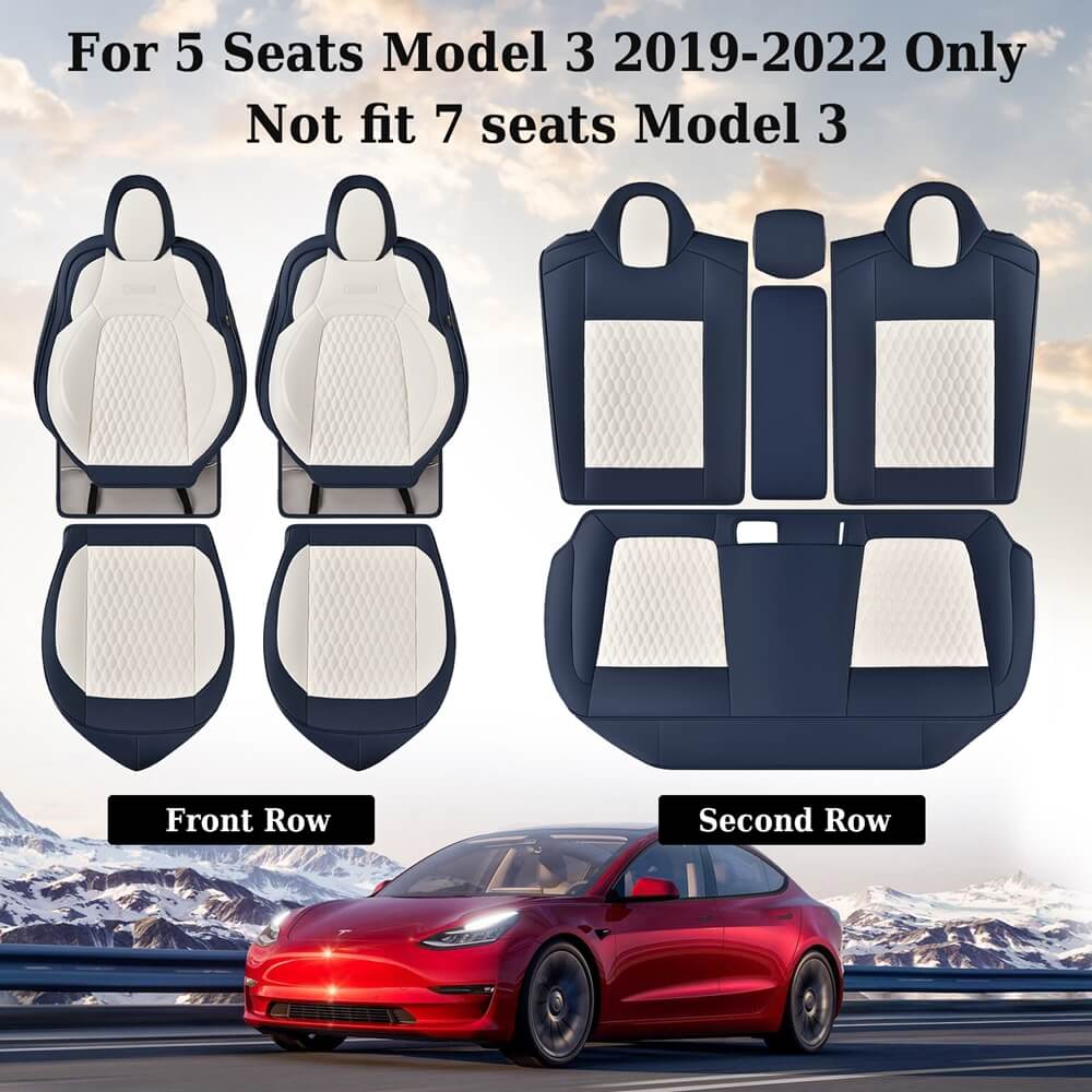 50% OFF🔥🔥 Fit 2017-2023 Tesla Model 3 Coverado Custom Car Seat Covers Premium Leather Front and Back Auto Seat Protectors