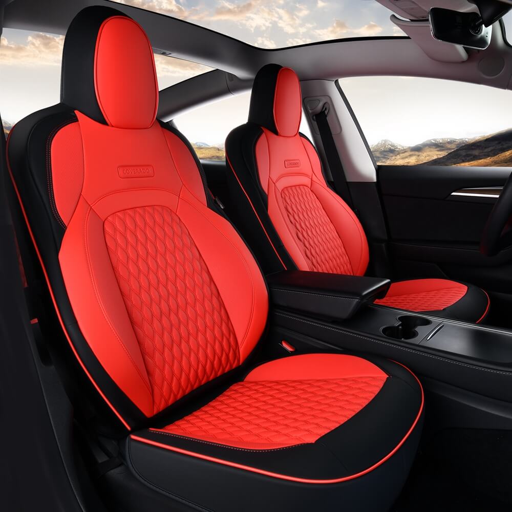 50% OFF🔥🔥 Fit 2017-2023 Tesla Model 3 Coverado Custom Car Seat Covers Premium Leather Front and Back Auto Seat Protectors