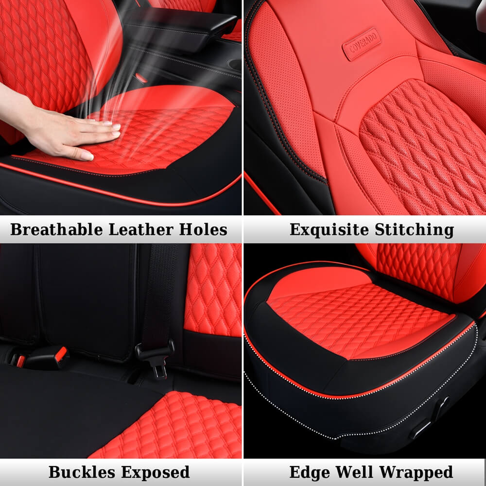 50% OFF🔥🔥 Fit 2017-2023 Tesla Model 3 Coverado Custom Car Seat Covers Premium Leather Front and Back Auto Seat Protectors