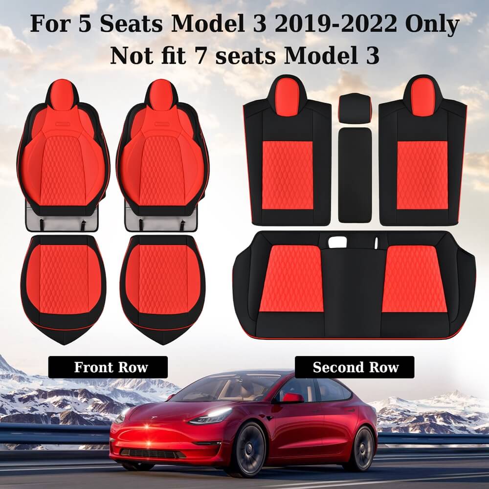 50% OFF🔥🔥 Fit 2017-2023 Tesla Model 3 Coverado Custom Car Seat Covers Premium Leather Front and Back Auto Seat Protectors
