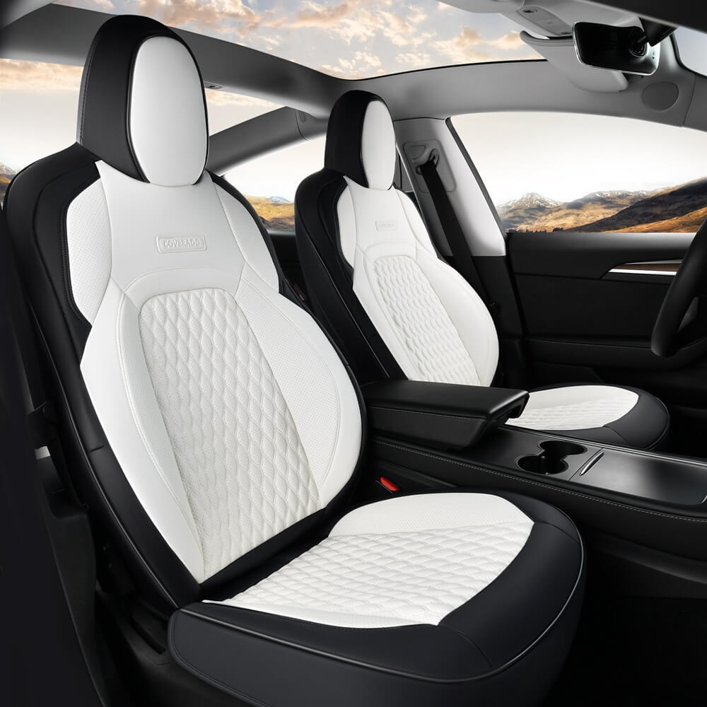50% OFF🔥🔥 Fit 2017-2023 Tesla Model 3 Coverado Custom Car Seat Covers Premium Leather Front and Back Auto Seat Protectors