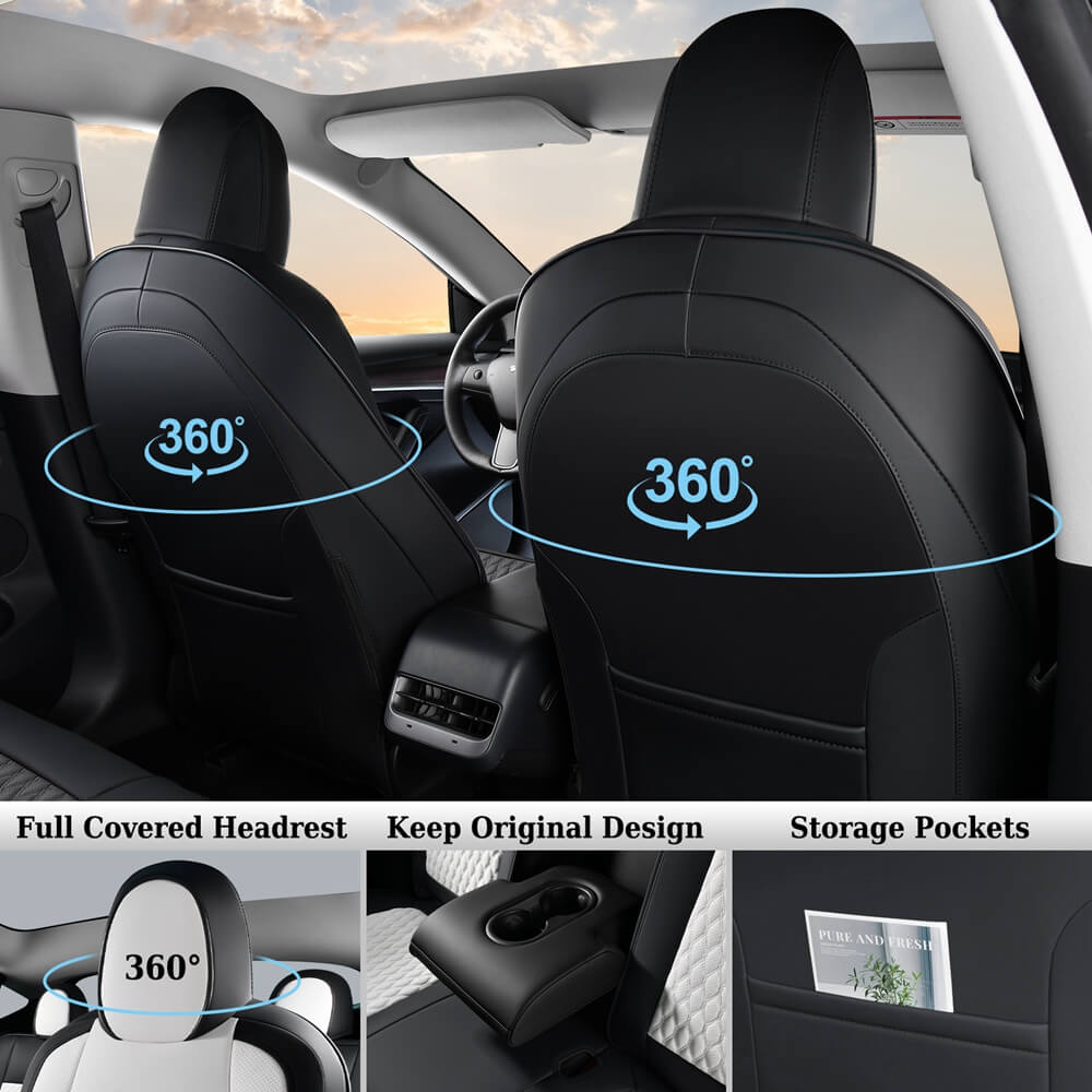 50% OFF🔥🔥 Fit 2017-2023 Tesla Model 3 Coverado Custom Car Seat Covers Premium Leather Front and Back Auto Seat Protectors