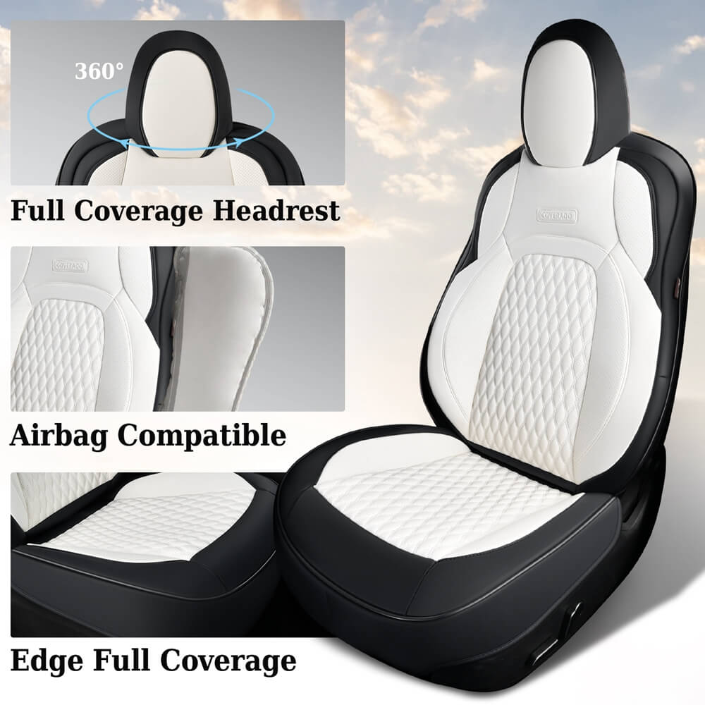 50% OFF🔥🔥 Fit 2017-2023 Tesla Model 3 Coverado Custom Car Seat Covers Premium Leather Front and Back Auto Seat Protectors
