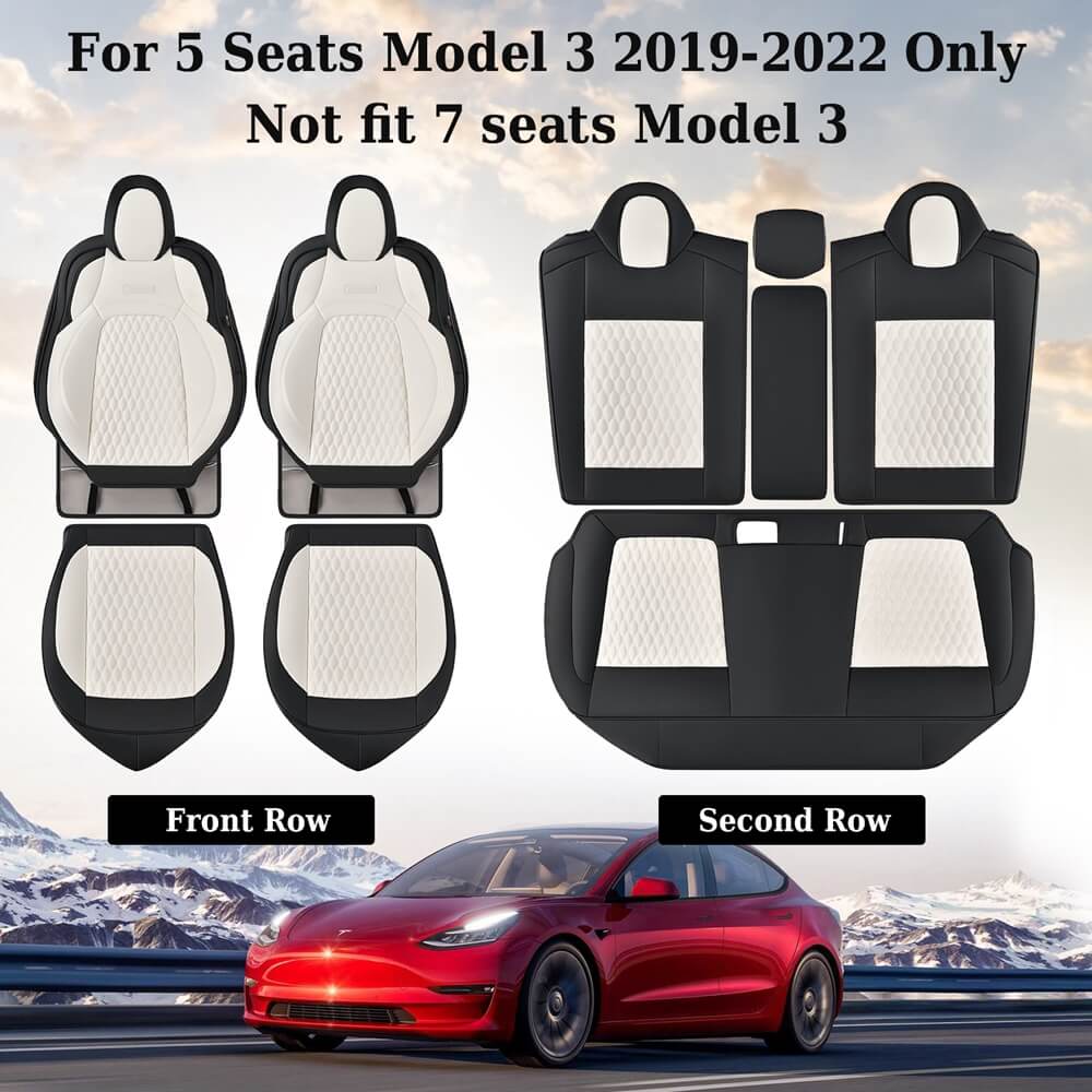 50% OFF🔥🔥 Fit 2017-2023 Tesla Model 3 Coverado Custom Car Seat Covers Premium Leather Front and Back Auto Seat Protectors