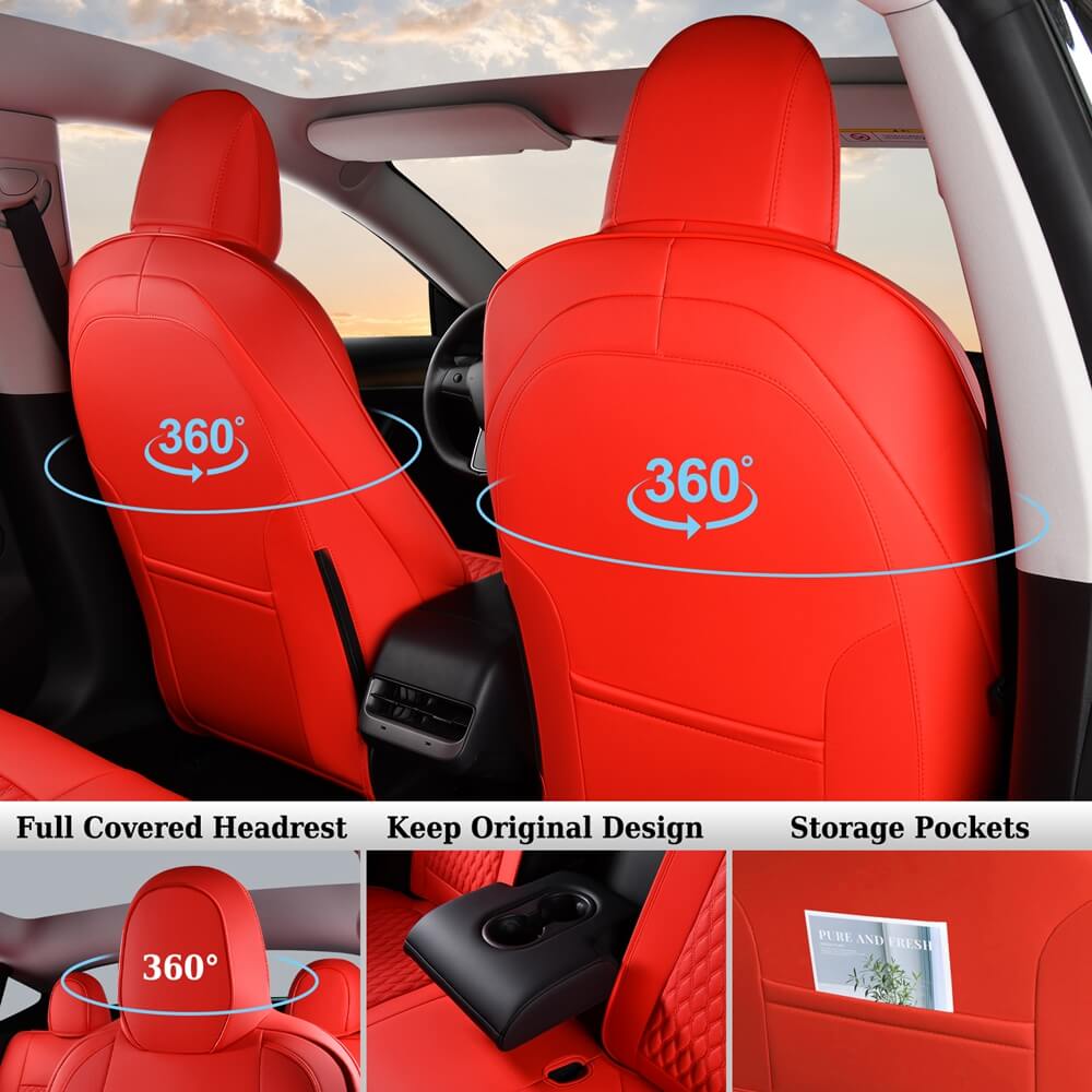 50% OFF🔥🔥 Fit 2017-2023 Tesla Model 3 Coverado Custom Car Seat Covers Premium Leather Front and Back Auto Seat Protectors
