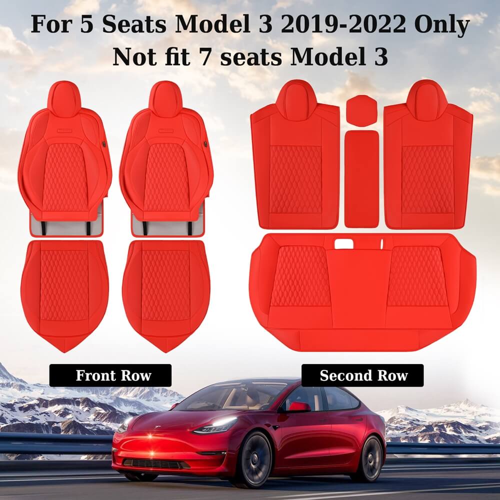 50% OFF🔥🔥 Fit 2017-2023 Tesla Model 3 Coverado Custom Car Seat Covers Premium Leather Front and Back Auto Seat Protectors