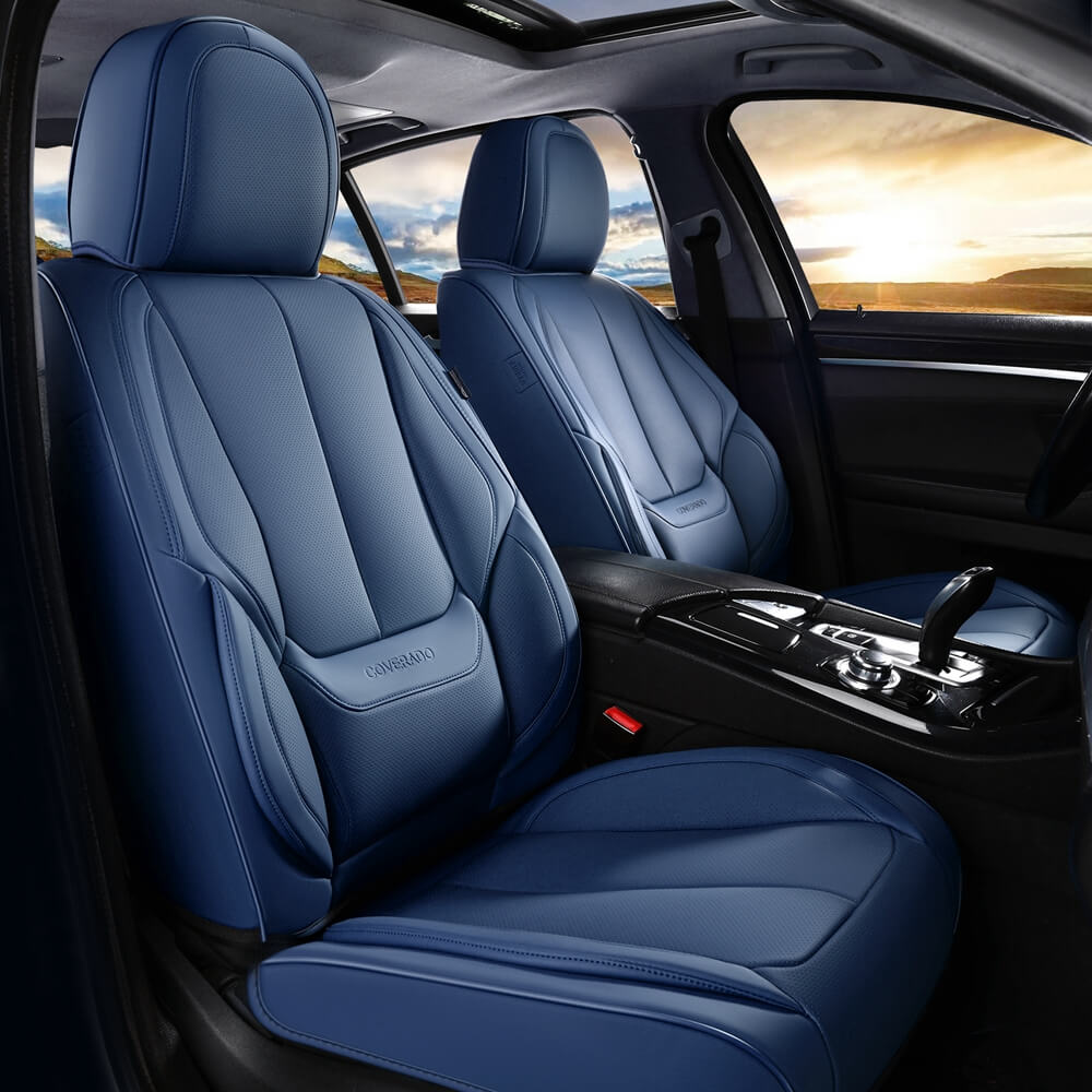 5 Seats Coverado Car Seat Covers for Cars Front and Rear Full Set with Lumbar Support Premium Leather Waterproof Auto Seat ProtectorsUniversal Fit