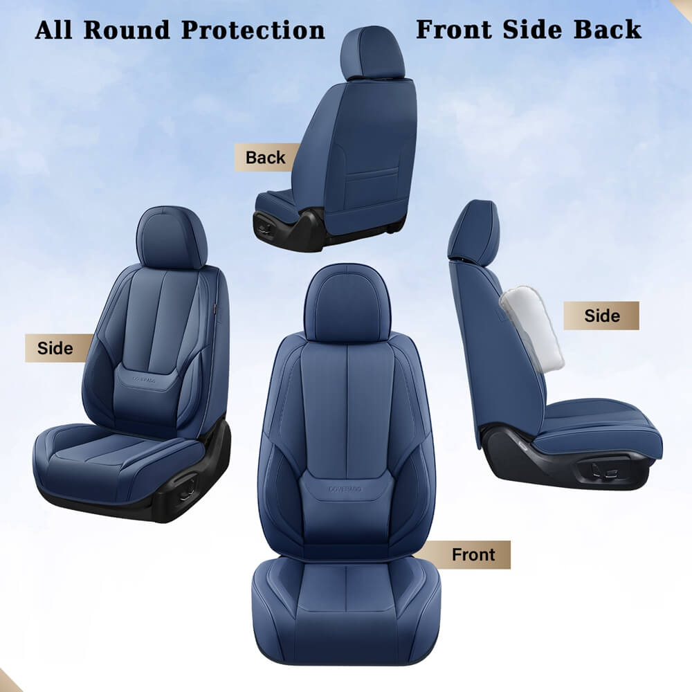 5 Seats Coverado Car Seat Covers for Cars Front and Rear Full Set with Lumbar Support Premium Leather Waterproof Auto Seat ProtectorsUniversal Fit