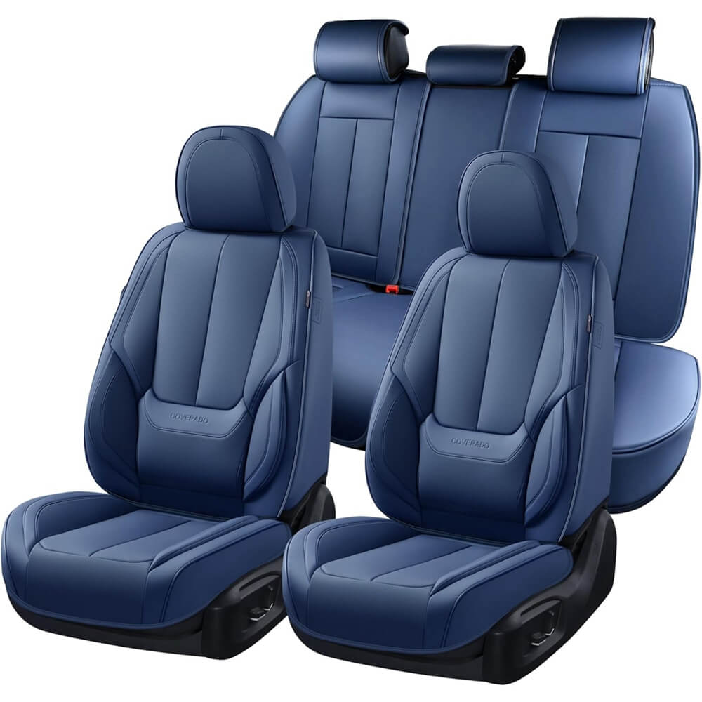 5 Seats Coverado Car Seat Covers for Cars Front and Rear Full Set with Lumbar Support Premium Leather Waterproof Auto Seat ProtectorsUniversal Fit