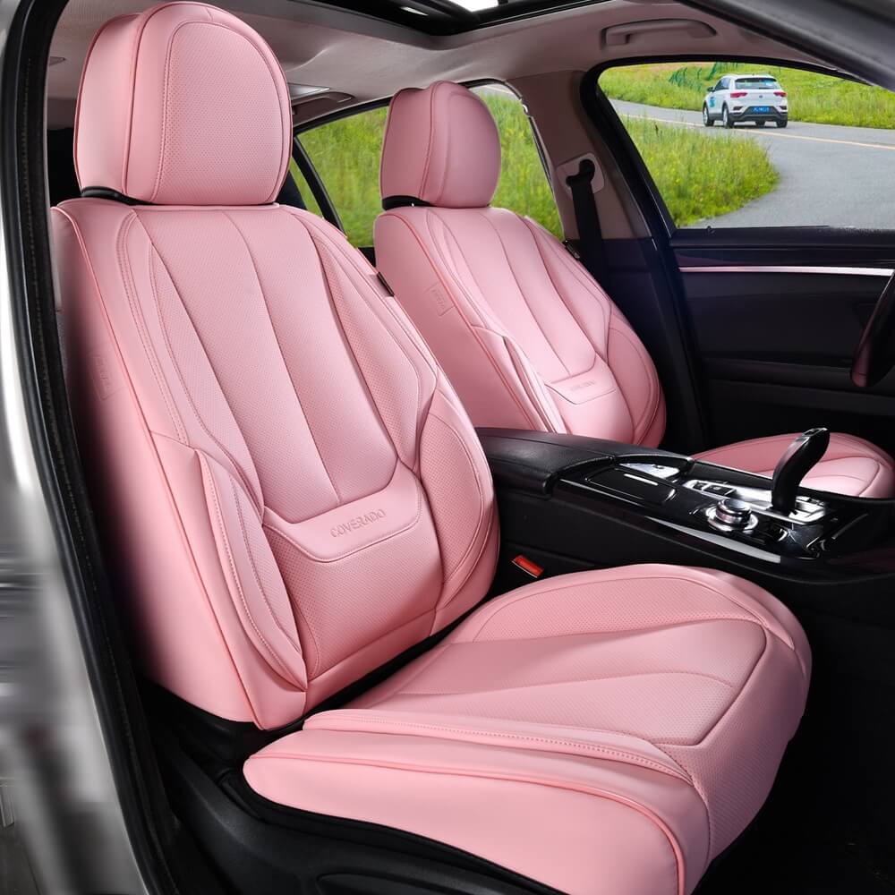 5 Seats Coverado Car Seat Covers for Cars Front and Rear Full Set with Lumbar Support Premium Leather Waterproof Auto Seat ProtectorsUniversal Fit