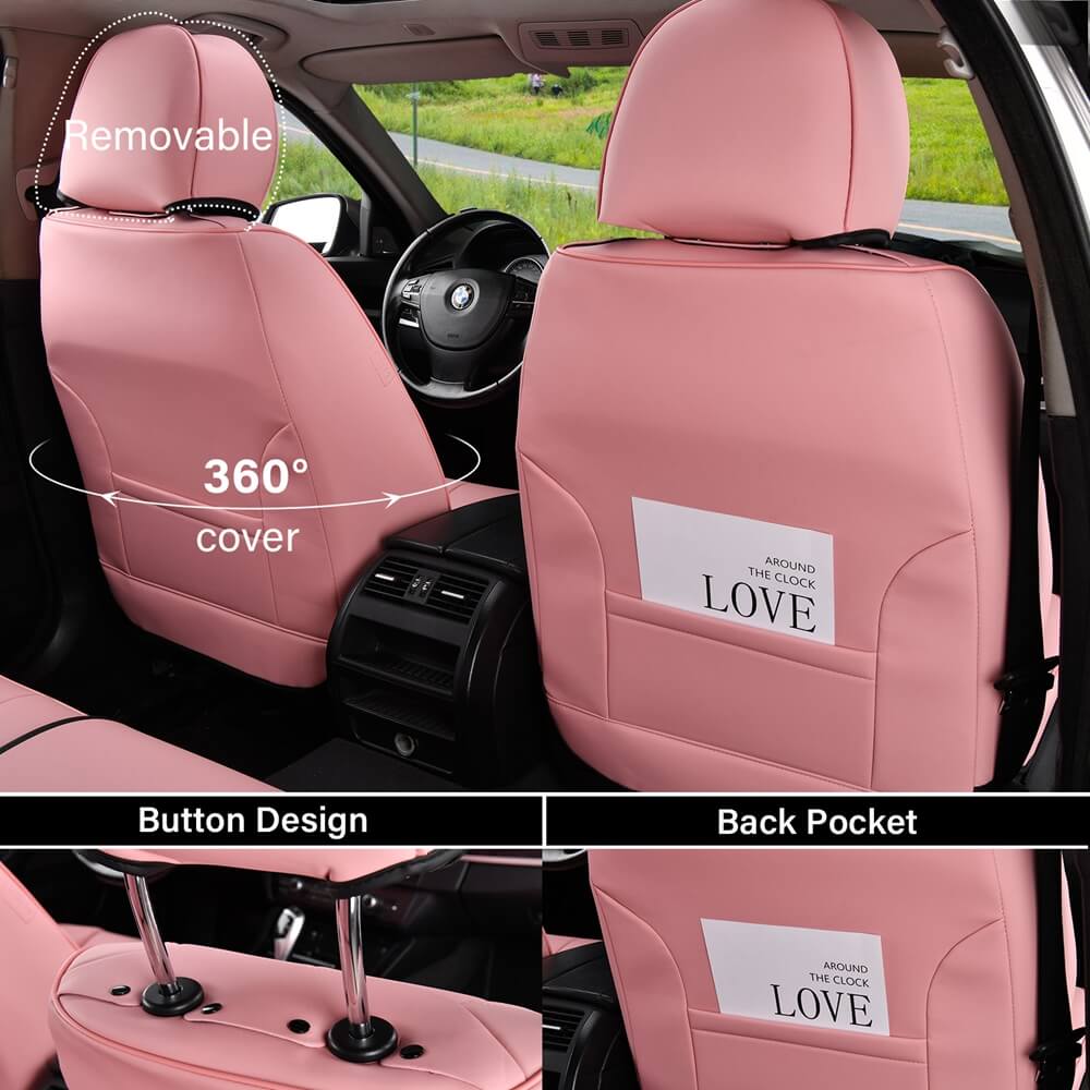 5 Seats Coverado Car Seat Covers for Cars Front and Rear Full Set with Lumbar Support Premium Leather Waterproof Auto Seat ProtectorsUniversal Fit