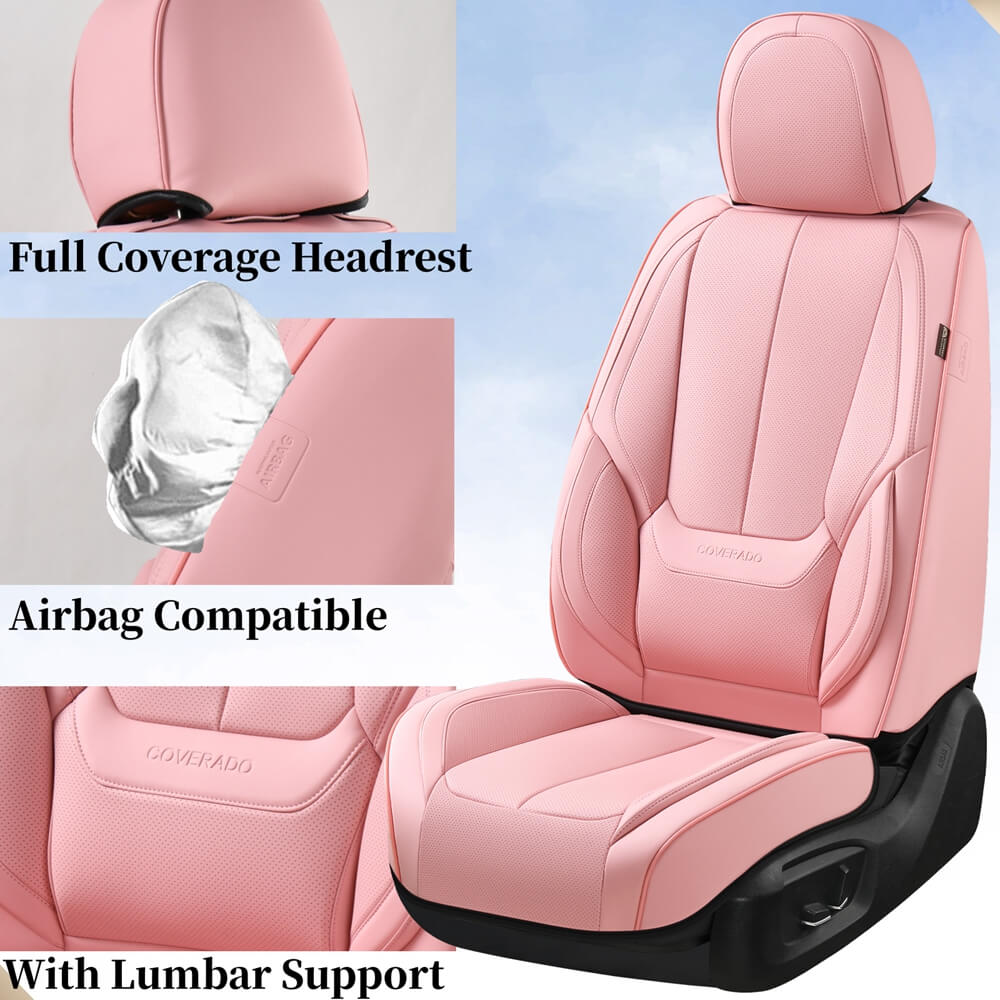 5 Seats Coverado Car Seat Covers for Cars Front and Rear Full Set with Lumbar Support Premium Leather Waterproof Auto Seat ProtectorsUniversal Fit