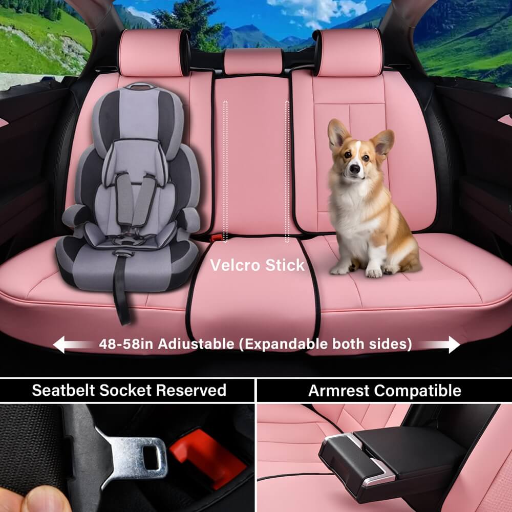 5 Seats Coverado Car Seat Covers for Cars Front and Rear Full Set with Lumbar Support Premium Leather Waterproof Auto Seat ProtectorsUniversal Fit
