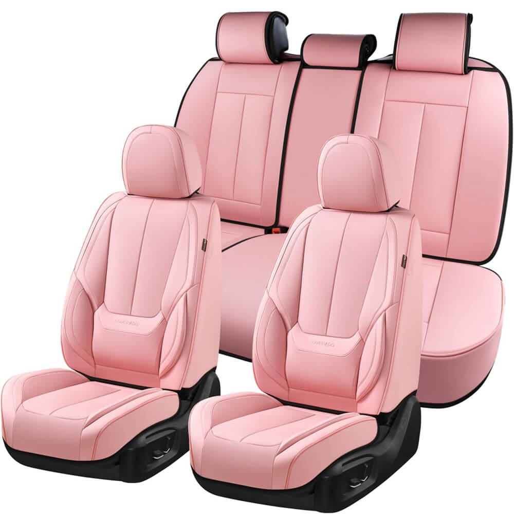 5 Seats Coverado Car Seat Covers for Cars Front and Rear Full Set with Lumbar Support Premium Leather Waterproof Auto Seat ProtectorsUniversal Fit